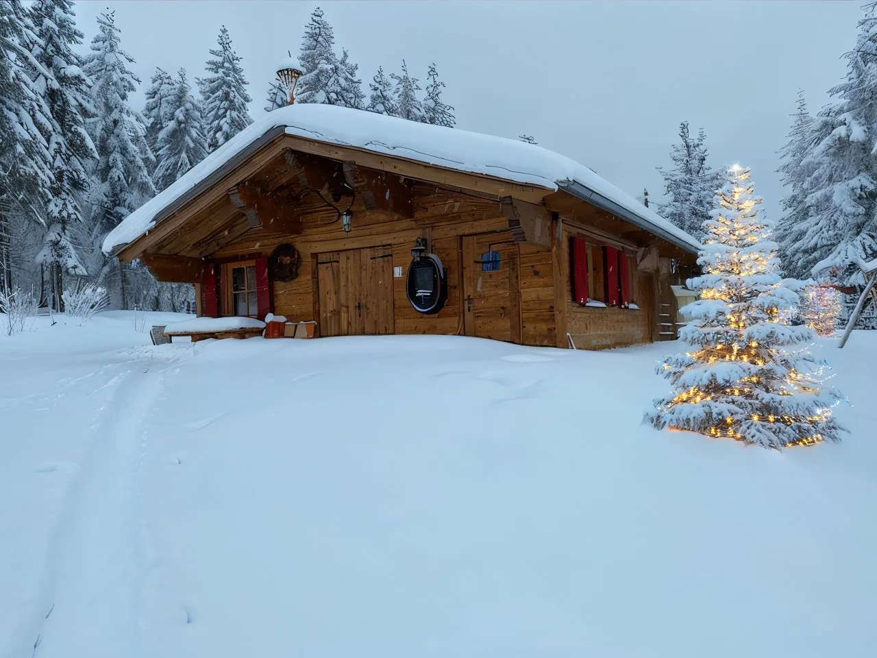 Leon's Arber Hütte im Schnee